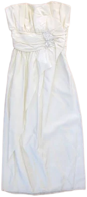 Vtg Gunne Sax Ivory Satin Strapless Ruched Sheath Ruffle Wrap Wedding