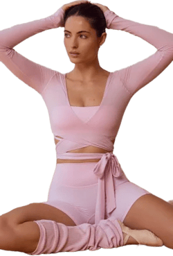 Long-Sleeve Wrap Crop Top