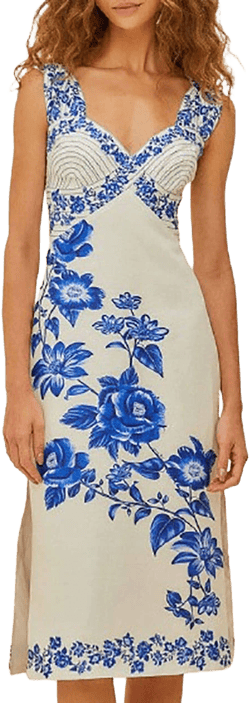 Farm Rio Women's Floral Cascade Linen Dress