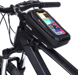 WILD MAN 1L Quick Release Waterproof Bycicle Front Frame Bike Bag Bike Phone Holder with Touch Screen Top for Mountain Road Bike MTB Cycling Red