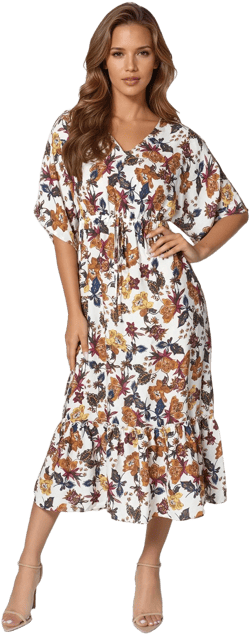 Bebe Women's Printed Kimono Midi Dress