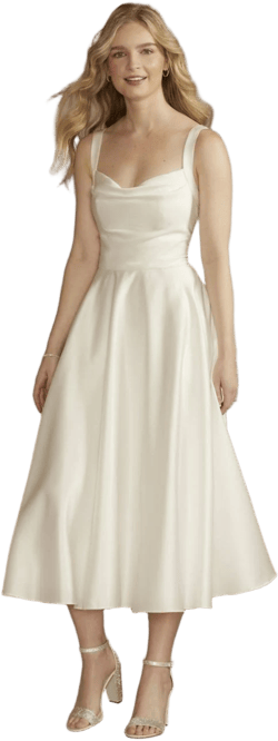 DB Studio Cowl Neck Tea-Length Satin A-Line Dress