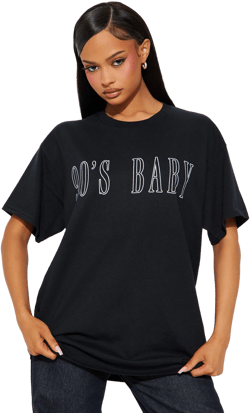 Fashion Nova Oversized 90's Baby Graphic T-Shirt
