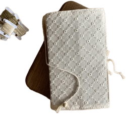 White Book Case with Linen Embroidery