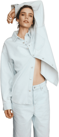 H&M Ladies Oversized Feather Denim Shirt