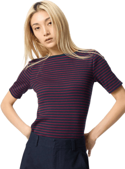 UNIQLO Women's Ribbed Boat Neck T-Shirt