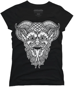 Design By Humans Demon Black Graphic T-Shirt