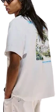 Men H&M White Oversized Fit Printed T-shirt