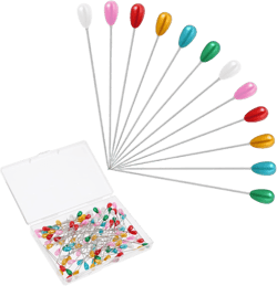 100 Pcs Sewing Pins for Fabric, Long 2.2 Inch Quilting Pins Straight Pins with Pearlized Head, Multicolor Corsage Stick Pins for Jewelry DIY Decoration Craft and Sewing Project Teardrop,Colorful
