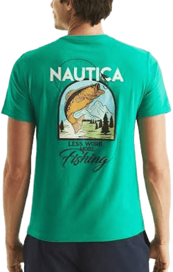 Nautica Men's Less Work More Fishing Graphic T-Shirt