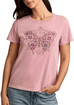 Lucky Brand Women's Celestial Floral Butterfly Cotton T-Shirt