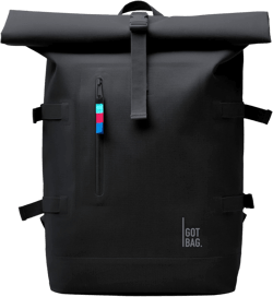 GOT BAG - ROLLTOP Backpack, Hiking & Travel with a 15” Laptop Sleeve, Eco-Conscious Bag Made of Recycled Ocean Impact Plastic™ (Black Color)