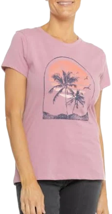 Mountain and Isles Palm Tree Sunset Graphic T-Shirt