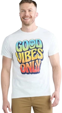 Humor Men's Good Vibes Only Cotton Graphic Tee