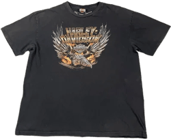 Harley Davidson Adult Built Eagle Flames Biker T Shirt