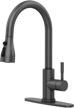 Whizmax Kitchen Faucet with Pull-Down Sprayer, Brushed Nickel, 3 Modes Stainless Steel, High Arc Brushed Nickel for Kitchen Matte Black