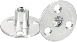 uxcell M8 Brad Hole Tee Nut, 5pcs Carbon Steel Round Base Screw-in T-Nuts Furniture Hardware Flange Female Thread Insert Nuts