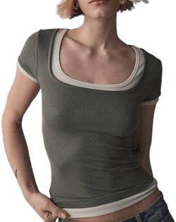 Carmin Twofer Ribbed Knit Baby Tee