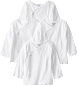 4-Pack Long-Sleeve Side-Snap Cotton T-Shirts