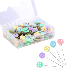 200 PCS Flat Head Pins, Straight Pins, Sewing Pins for Fabric, Button Colored Heads Quilting Pins, Boxed for Sewing DIY (Assorted Colors), Mixed