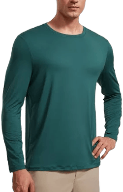 CRZ YOGA Men's Lightweight Breathable Crewneck Long Sleeve Workout