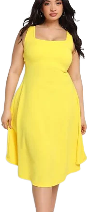 Rebdolls Nathalie Square Neck Midi A Line Dress