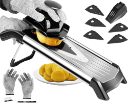 MASTERTOP Mandoline Slicer for Kitchen, Stainless Steel Vegetable Slicer, Adjustable Thickness Food Mandolin Slicer for Potato Vegetable Onion - Send Cut-Resistant Gloves and Hand Guard