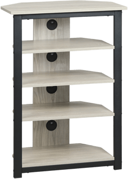 HOMCOM Small Corner TV Stand Shelf for Up to 29 Inches, Home Entertainment Center with Storage Shelves, Wooden & Steel, Living Room Storage, Gray