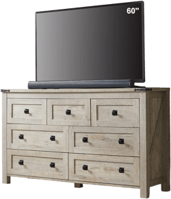 T4TREAM Farmhouse 7 Drawers Tv Stand, Wood Rustic, Storage Dressers Organizer for Bedroom, Living Room,Hallway, Light Rustic Oak Light Rustic Oak 15.8"D x 54"W x 31.3"H (7 Drawers)