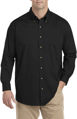Harbor Bay by DXL Men's Big and Tall Easy-Care Solid Sport Shirt