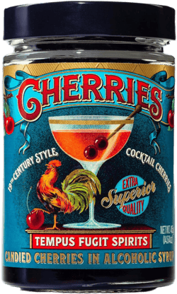 Tempus Fugit Spirits Black Amarena Cocktail Cherries | Italian Brandy Cherries | Cocktail Garnish for Old Fashioned, Manhattan Cocktails | Gourmet Historic Recipe | 8oz, 225g Jar 8 oz.