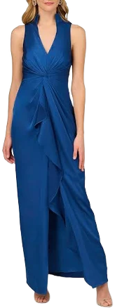 Womens Aidan Mattox Crepe Back Satin Gown