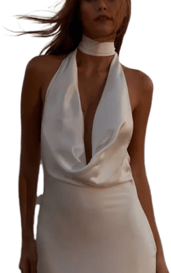 Grace Loves Lace Halter Cowl Neck Satin Wedding Dress Open Back