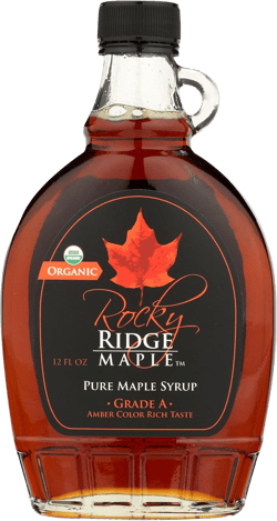 ROCKY RIDGE SUGARMAKERS Organic Maple Syrup Glass Bottle, 12 FZ