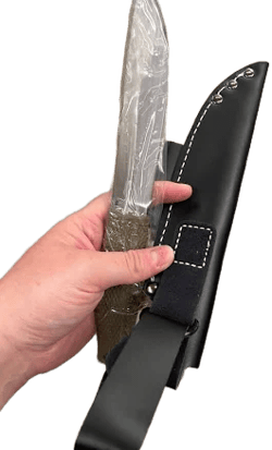 Hunting Style Knife + Black Leather Sheath