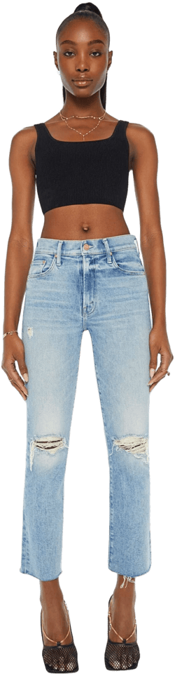Mother Denim High Waist Frayed Hem Bootcut Jeans
