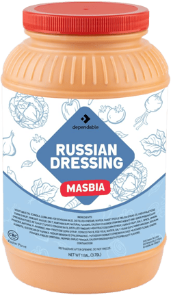 Dependable Food Russian Dressing - 1 Gallon - Rich, Creamy, Tangy Flavor - Bulk Bottle