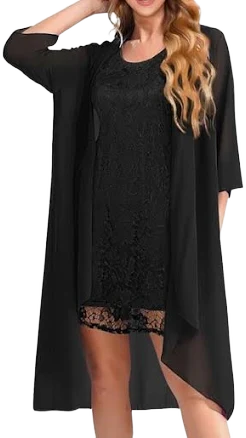 Lace Dress with Removable Cover Up Top Set