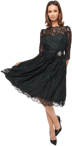 Unique Vintage 1940s Lace Swing Dress