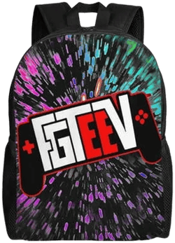 Fgteev Logo Backpack Large Capacity Portable Backpack Lightweight Daypack Outdoor Travel Backpack, Black