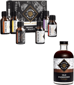 Strongwater Old Fashioned Essentials Bundle: Old Fashioned Cocktail Mixer & Original Cocktail Bitters Sampler - Old Fashioned Syrup for Whiskey with Cocktail Bitters Gift Set - Makes 32+ Cocktails
