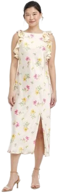 A New Day Women's Ruffle Sleeve Satin Maxi Dress