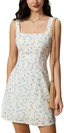 Rihoas Women's Square Neck Slip Mini Dress