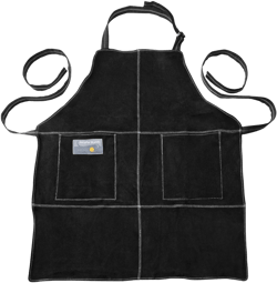 Black Leather Grill Apron One Size - Outset: Flame-Retardant, Adjustable Neck Strap, Front Pockets
