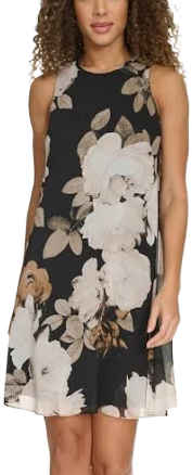 Calvin Klein Women's Floral Chiffon Trapeze Dress