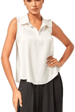 Ruffled Trim Collared Blouse