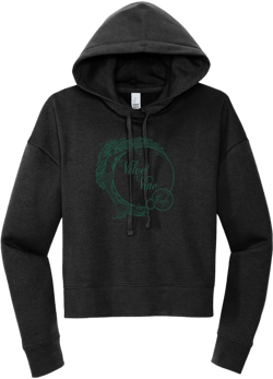 Velvet Vine Cafe Green Logo Modest Cropped Hoodie - Women's