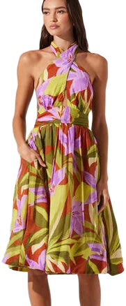 Astr The Label Women's Kalia Halter Neck Linen & Cotton Dress