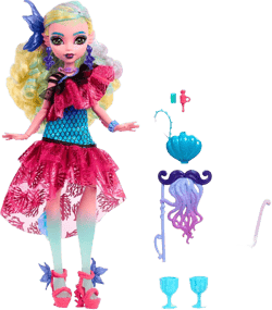 Monster High Monster Ball Doll, Lagoona Blue in Party Dress with Themed Accessories Including Balloons & Punch Bowl