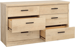 Sauder Aspen Post 6-Drawer Bedroom Dresser, Prime Oak Finish